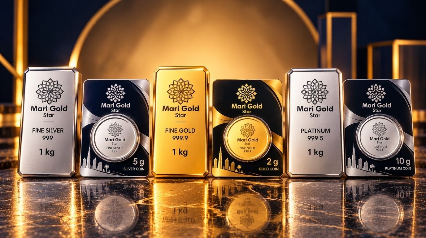 Mari Gold Star Bullion Suite - Gold Bars, Silver Bars, Platinum Bars and Minted Coins